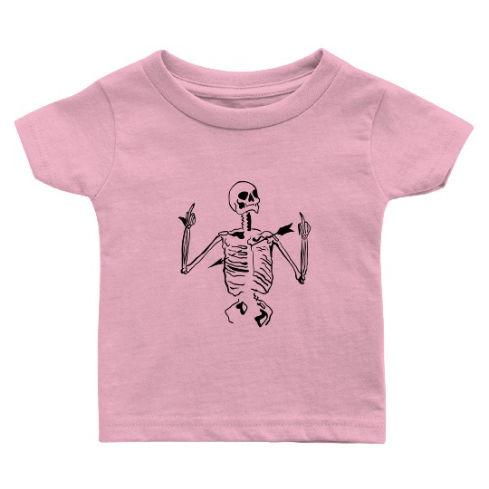 Skeleton pierced Fuck off Baby T Shirts