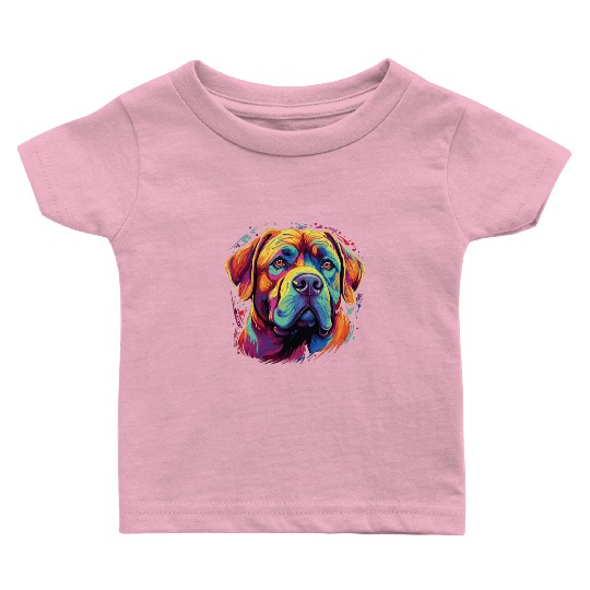 Watercolor Colorful Dogue De Bordeaux Baby T Shirts