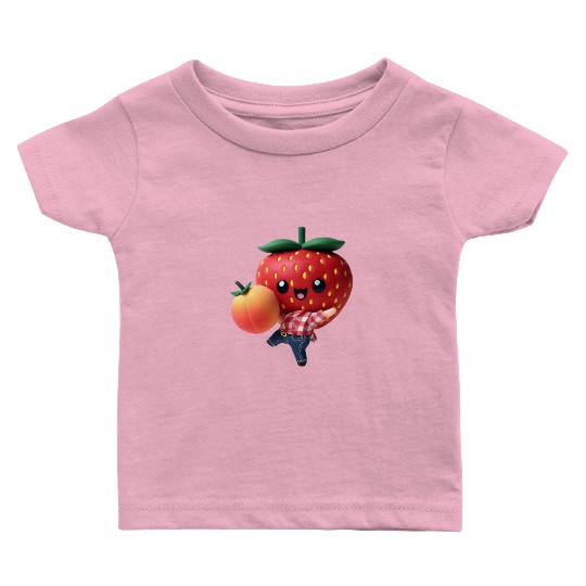 Dancing strawberry with peach Baby T Shirts