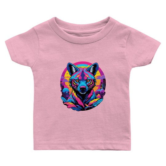 Neon Wild - Urban Hyena Portrait Baby T Shirts