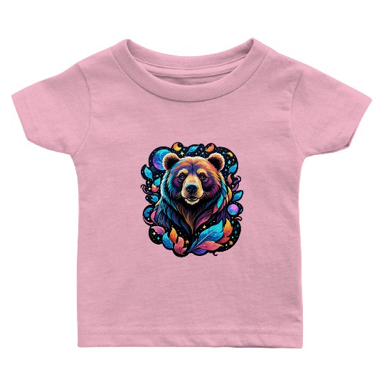 Mystical Galaxy Bear - Celestial Wilderness Art Baby T Shirts