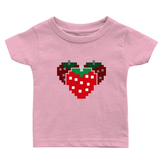 8 Bit Pixel Strawberry 80s Video Game 100 Days of Baby T Shirts