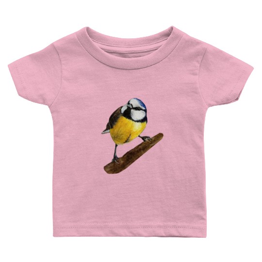 Blue tit titmouse hand painted watercolor. Baby T Shirts