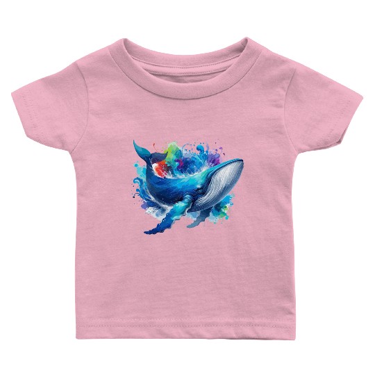 Blue Whale Colourful background Baby T Shirts