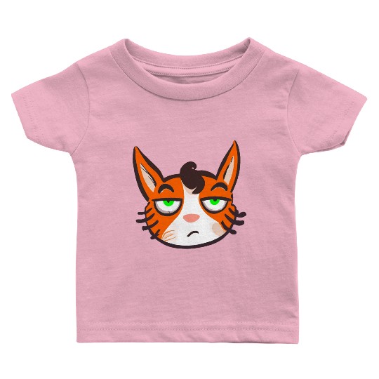 Orange Grumpy Cat Green Eyes Baby T Shirts