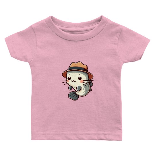 Cool Catfish in Hat Baby T Shirts
