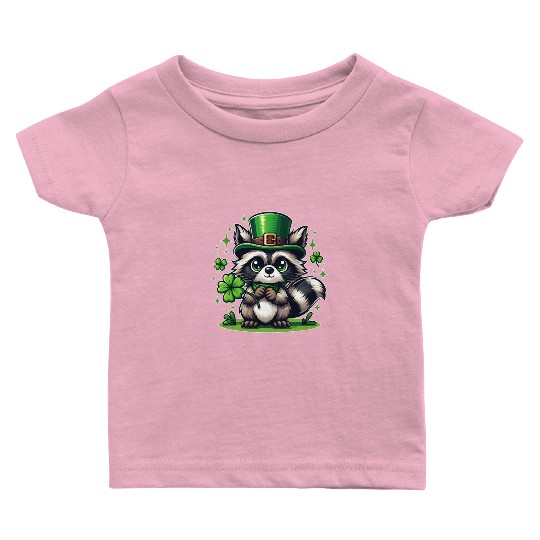 St. Patrick's Day Raccoon Revelry Baby T Shirts