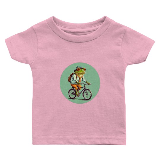 Frog Riding Bike Baby T Shirts