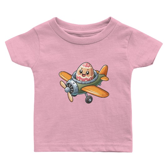 Easter Egg Airplane Pilot Design Baby T Shirts