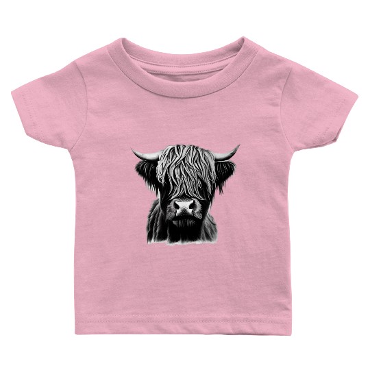 Highland cattle pencil sketch Baby T Shirts