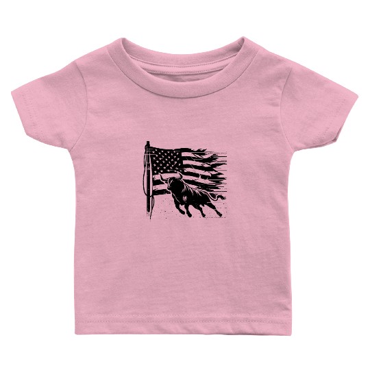 Rodeo Bull Riding Livestock Show Farmer Cattle Baby T Shirts