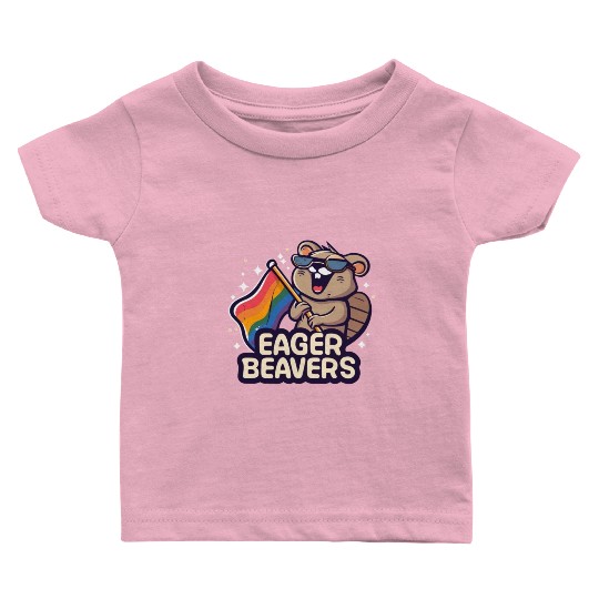 Eager Beavers with Pride LGBT Flag Baby T Shirts
