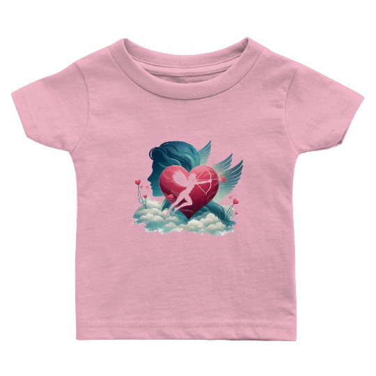 Valentine's Day with heart and Cupid. Love Heart Baby T Shirts