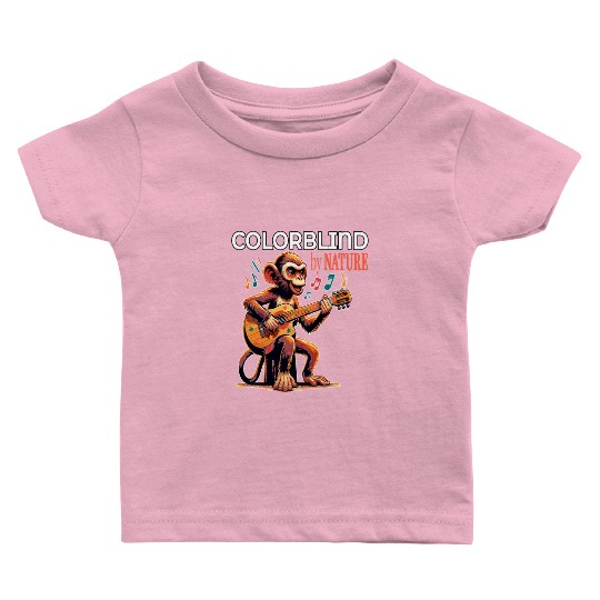Colorblind by Nature, Melodic Monkey Strums Baby T Shirts
