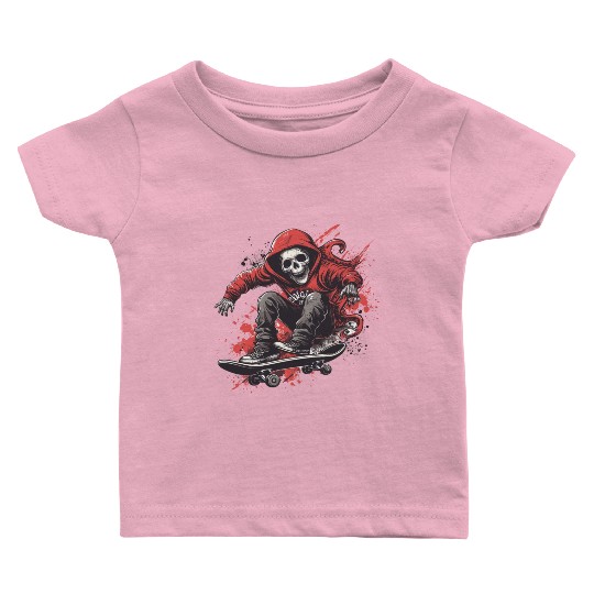 Skeleton Skull Skater Skateboarder Skateboard Baby T Shirts