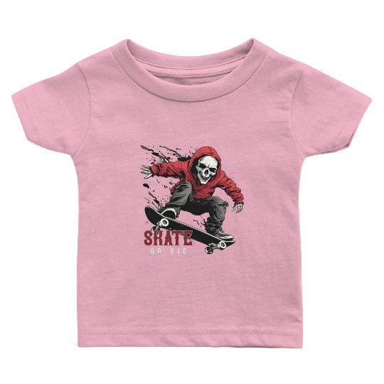 Skeleton Skull Skater Skateboarder Skateboard Baby T Shirts