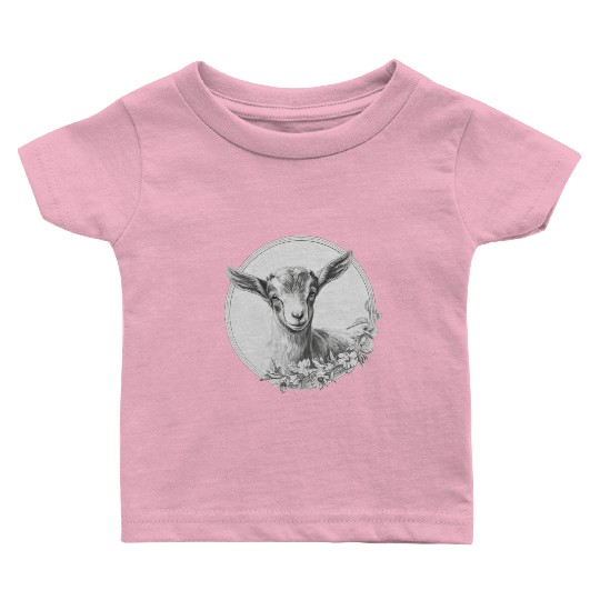 Baby goat portrait pencil sketch Baby T Shirts