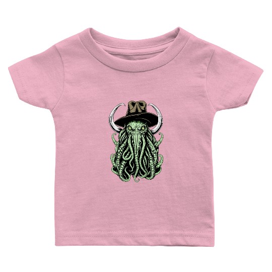 Bizarre Fusion: Cowboy Hatting Cow Cthulhu Baby T Shirts