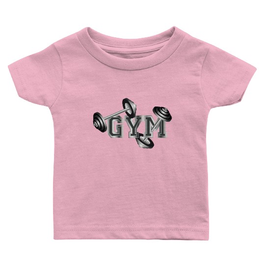 Dumbbell typography for fitness and gym enthusiast Baby T Shirts