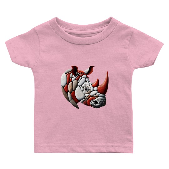 Rustic Terra Rhinoceros Pebble Art Piece Baby T Shirts