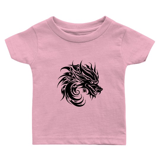 Roaring Chinese Dragon In Tattoo Style Baby T Shirts