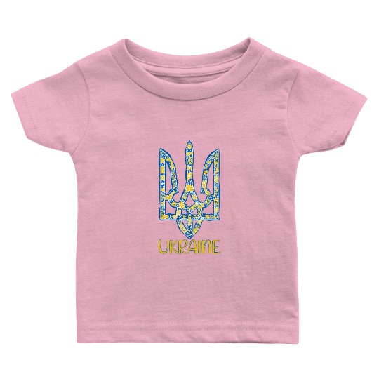 Ukraine trident in Ukrainian flag colors Baby T Shirts