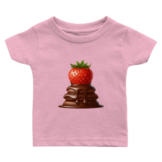 Quirky Chocolate Strawberry Fusion Design Baby T Shirts