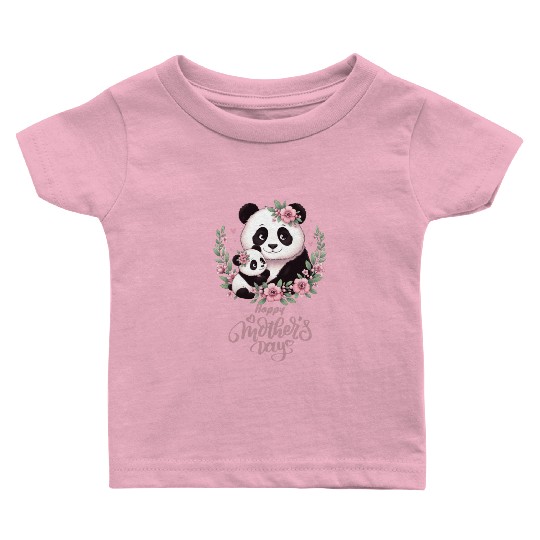 Happy Mother's Day Floral Wreath Mum Panda Baby T Shirts