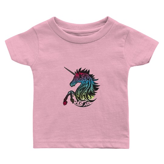 Mystical Rainbow Unicorn Art Baby T Shirts