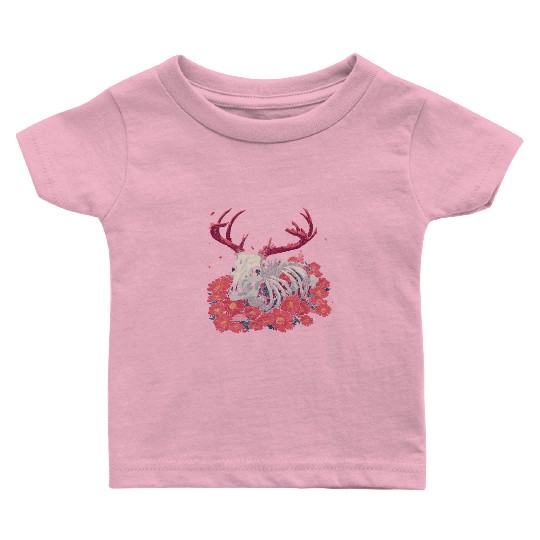 Deer Floral Skeleton Flower Animal Baby T Shirts