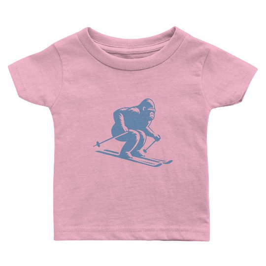 Monkey Gorilla Chimpanzee Ski Silhouette Design Baby T Shirts