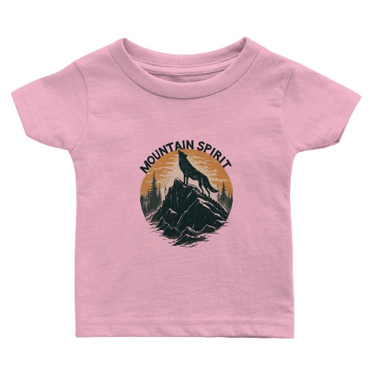 Mountain Majesty Wolf Howling on the Peak Baby T Shirts