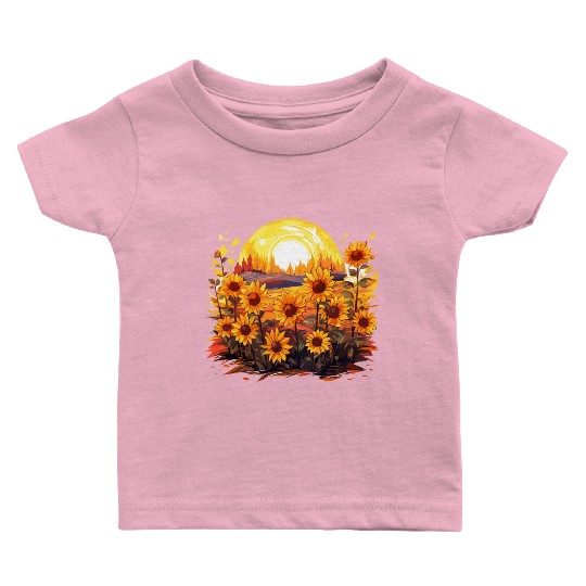 Sunflower Bloom Floral Summer Nature for a Baby T Shirts