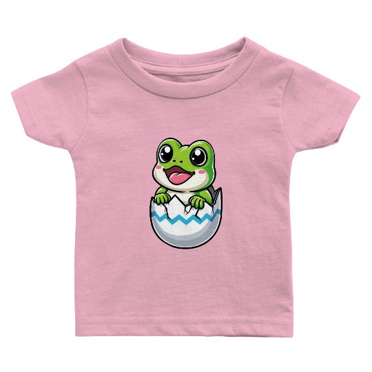 Colorful Easter Egg with Hatching Frog Design Baby T Shirts