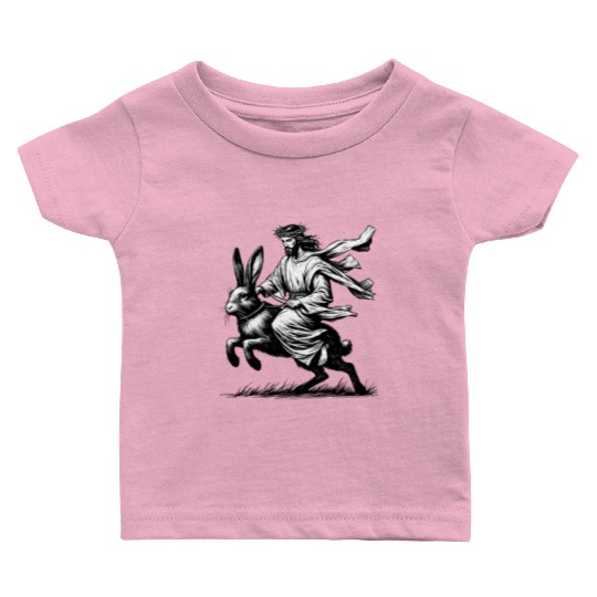 Jesus Riding the Easter Bunny Baby T Shirts