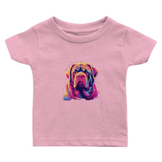 Watercolor Colorful Neapolitan Mastiff Baby T Shirts