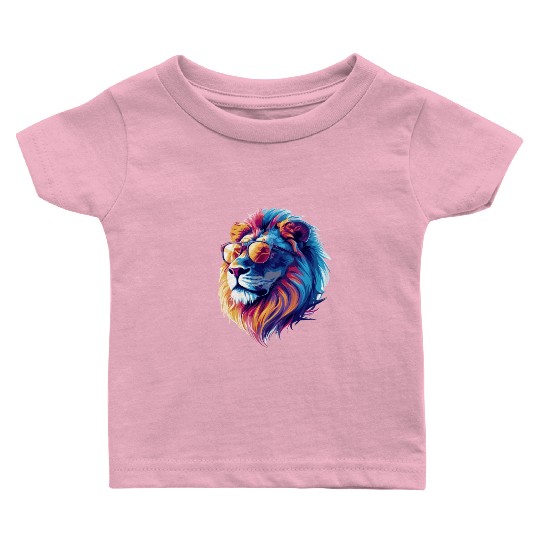 Lion with Glasses Hipster Lion Baby T Shirts