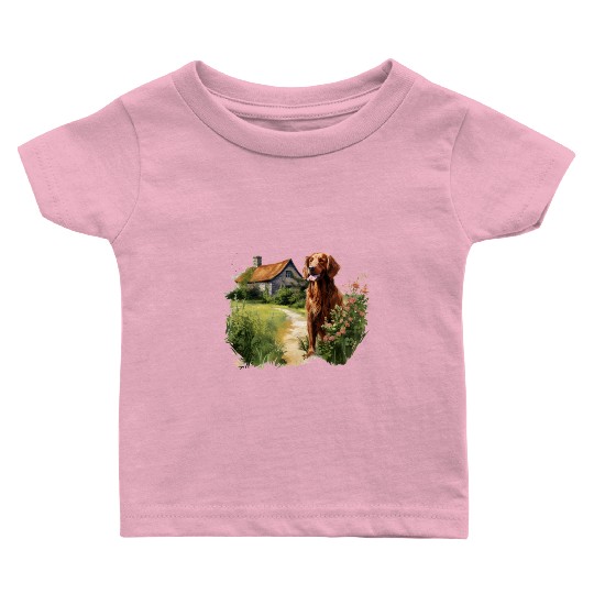 Irish Setter Emerald Dog Cottagecore Adventure Baby T Shirts