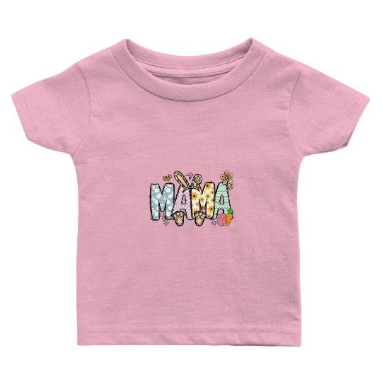 Mama Bunny Easter Vibes Doodle Lettered Baby T Shirts