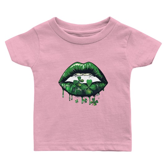 St Patrick Irish Green Lips Baby T Shirts