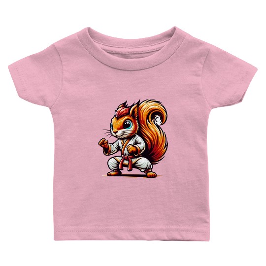 Karate Sport Squirrel Nuts Animal Lover Design Baby T Shirts