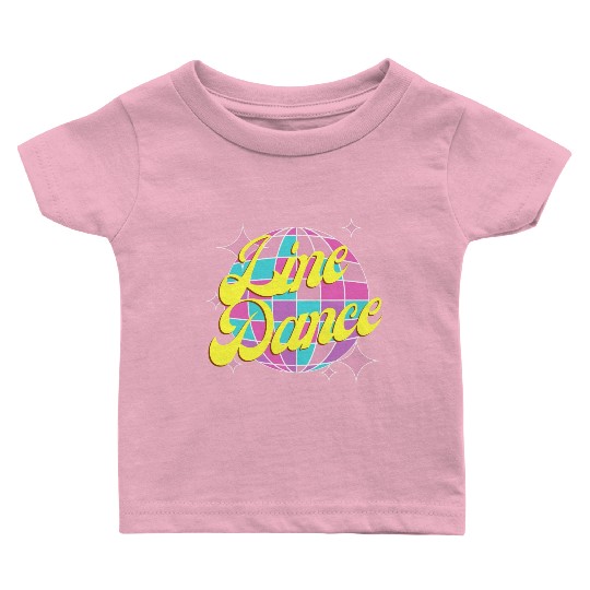 Line dance disco ball in fun neon party colors Baby T Shirts
