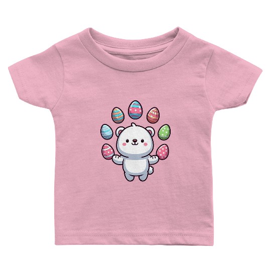 Cartoon Polar Bear Easter Egg Design Baby T Shirts