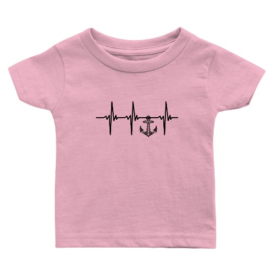 Heartbeat For Tattoo Anchor And Seafaring Baby T Shirts