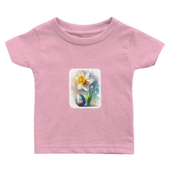 A Beautiful Daffodil With an Easter Egg Baby T Shirts