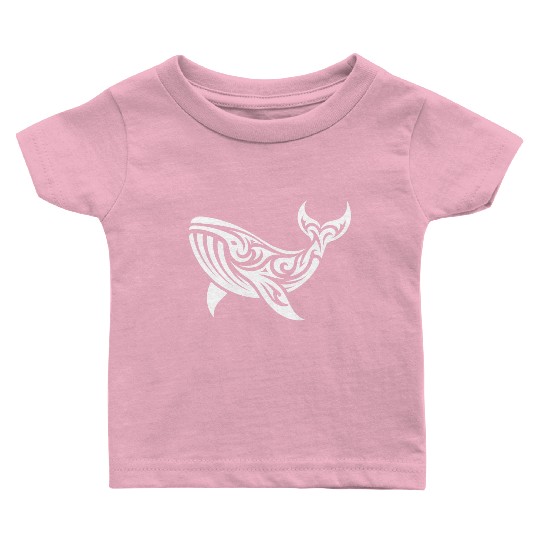 T Tattoo Style Whale Swimming Sea Creature Baby T Shirts