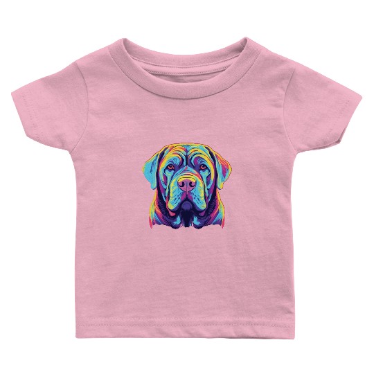 Watercolor Colorful Neapolitan Mastiff Baby T Shirts