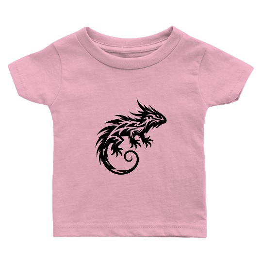 Shaggy Bearded Dragon Tribal Dragon Tattoo Baby T Shirts
