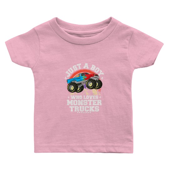 Just A Boy Who Loves Monster Trucks Toddler Kids Baby T Shirts