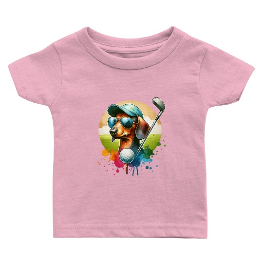 Dachshund Golfer Golfing Wiener Dog Owner Design Baby T Shirts